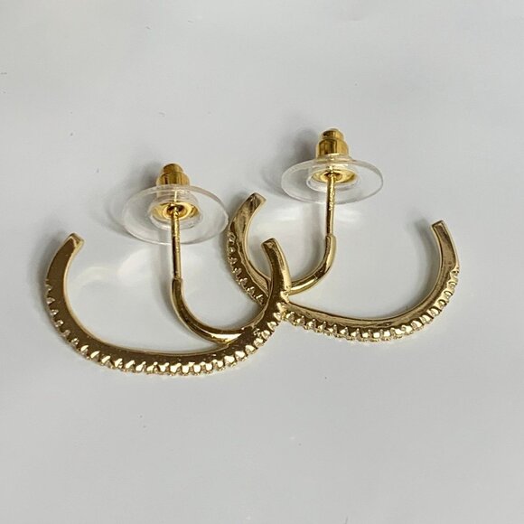 Gold Plated Cubic Zirconia 925 Suspender Cuff Earrings - Picture 4 of 5